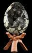 Septarian Dragon Egg Geode - Black Crystals #55490-1
